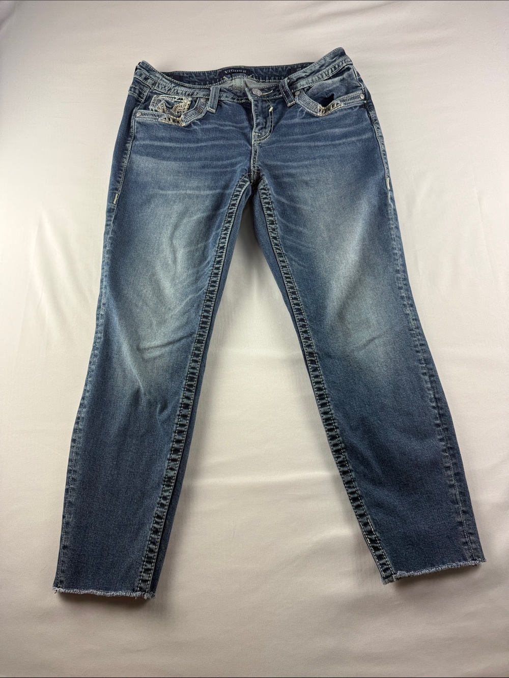 Vigoss Heritage Fit Skinny Jeans Women's Size 27 Short Raw Hem Stretch Denim